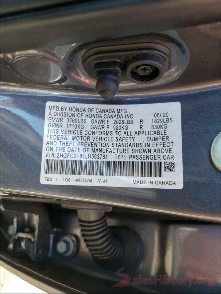 2HGFC2F81LH563781 2020 HONDA CIVIC