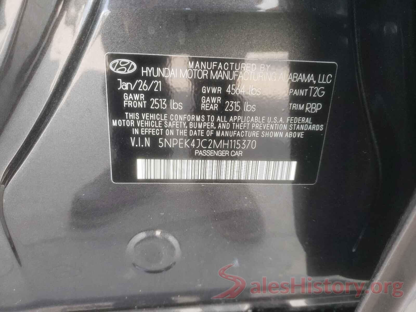 5NPEK4JC2MH115370 2021 HYUNDAI SONATA