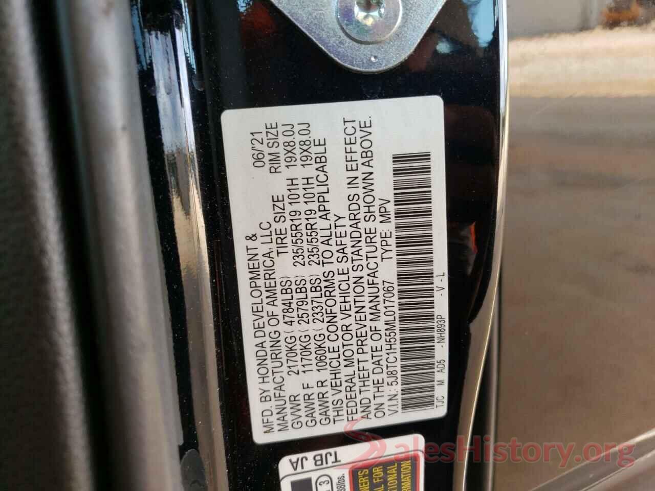 5J8TC1H55ML017067 2021 ACURA RDX