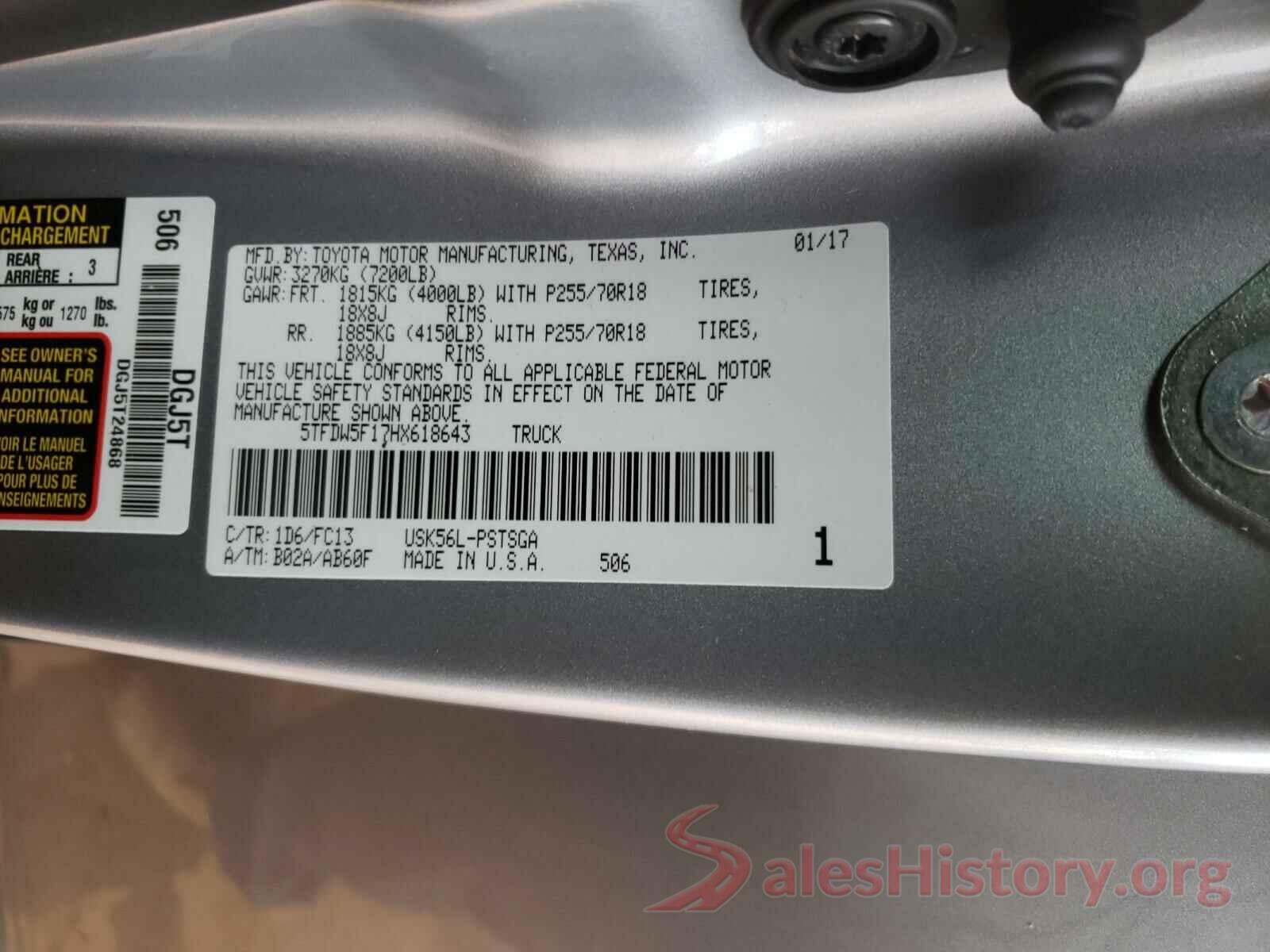 5TFDW5F17HX618643 2017 TOYOTA TUNDRA