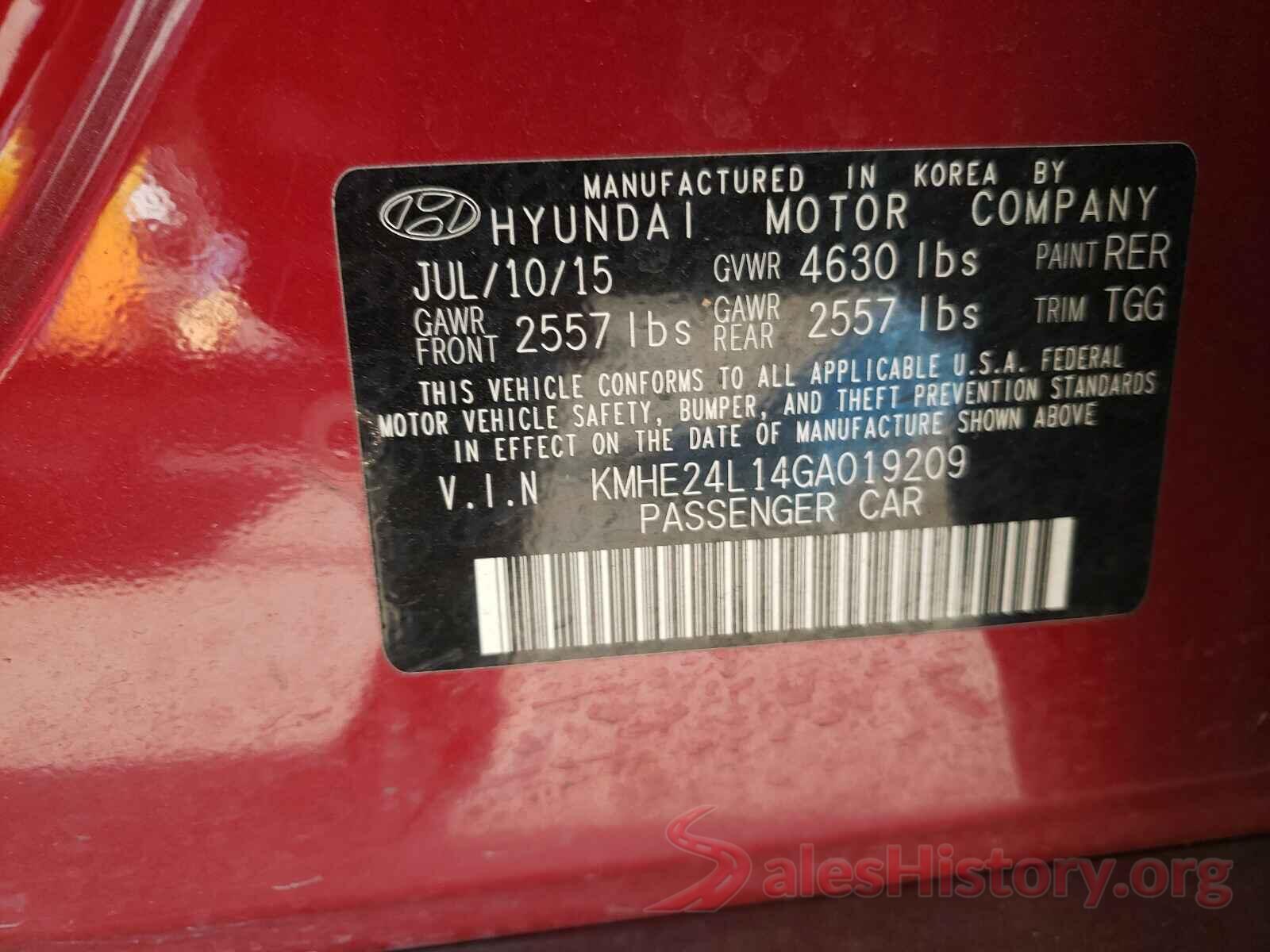 KMHE24L14GA019209 2016 HYUNDAI SONATA