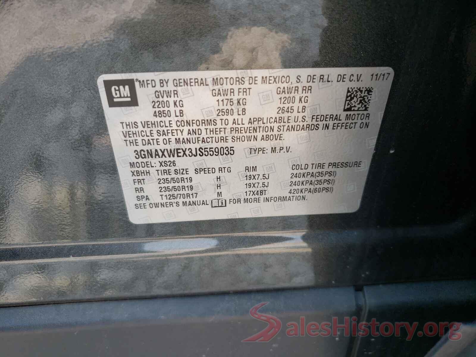 3GNAXWEX3JS559035 2018 CHEVROLET EQUINOX