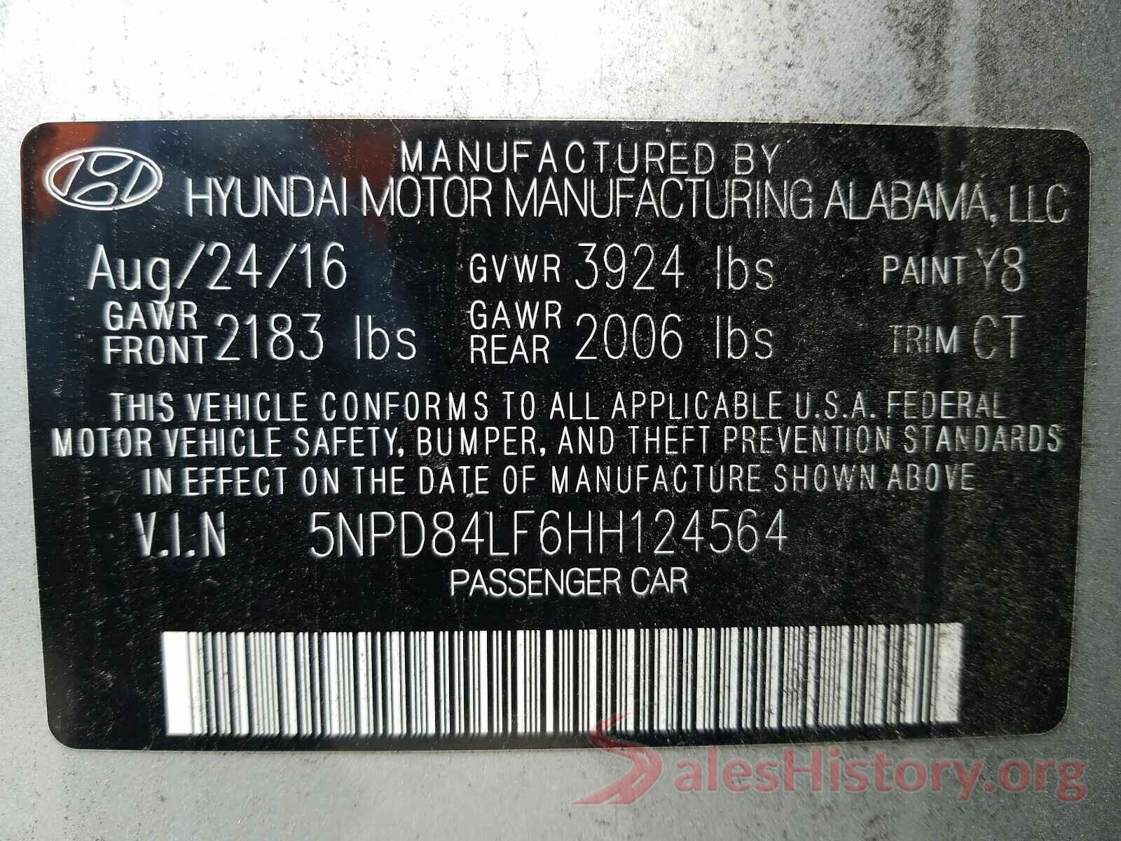 5NPD84LF6HH124564 2017 HYUNDAI ELANTRA