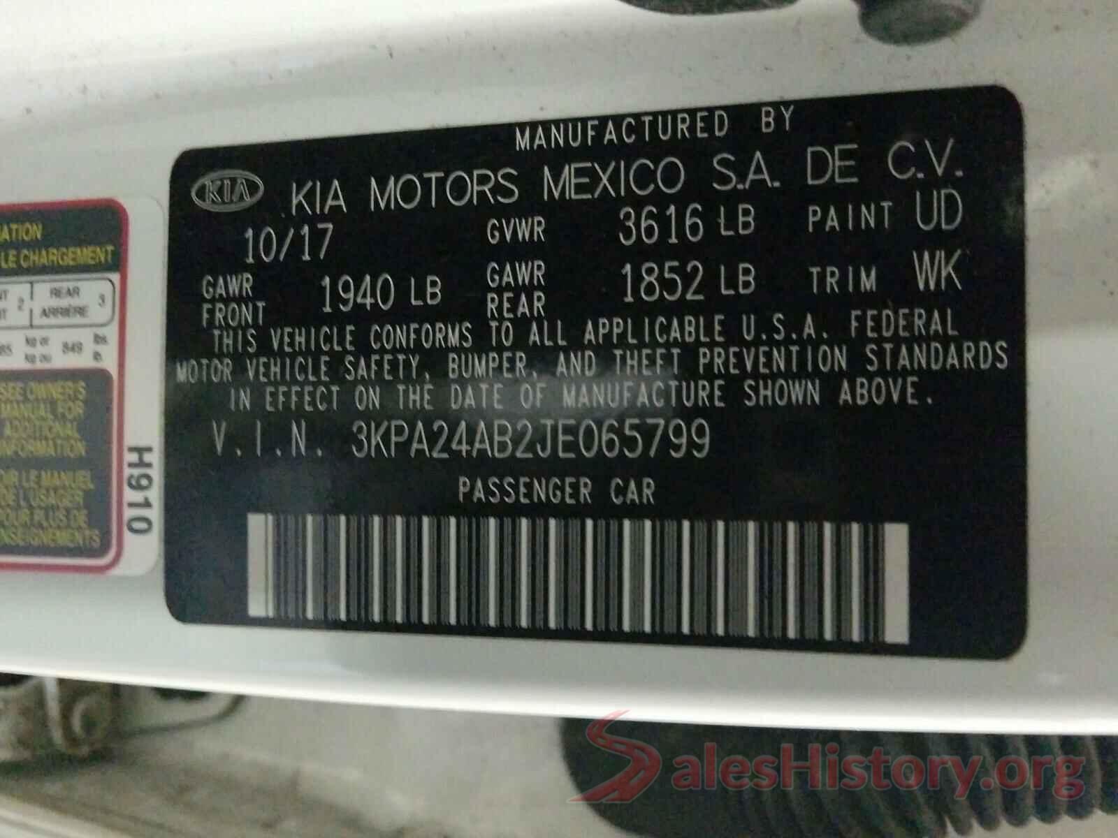 3KPA24AB2JE065799 2018 KIA RIO