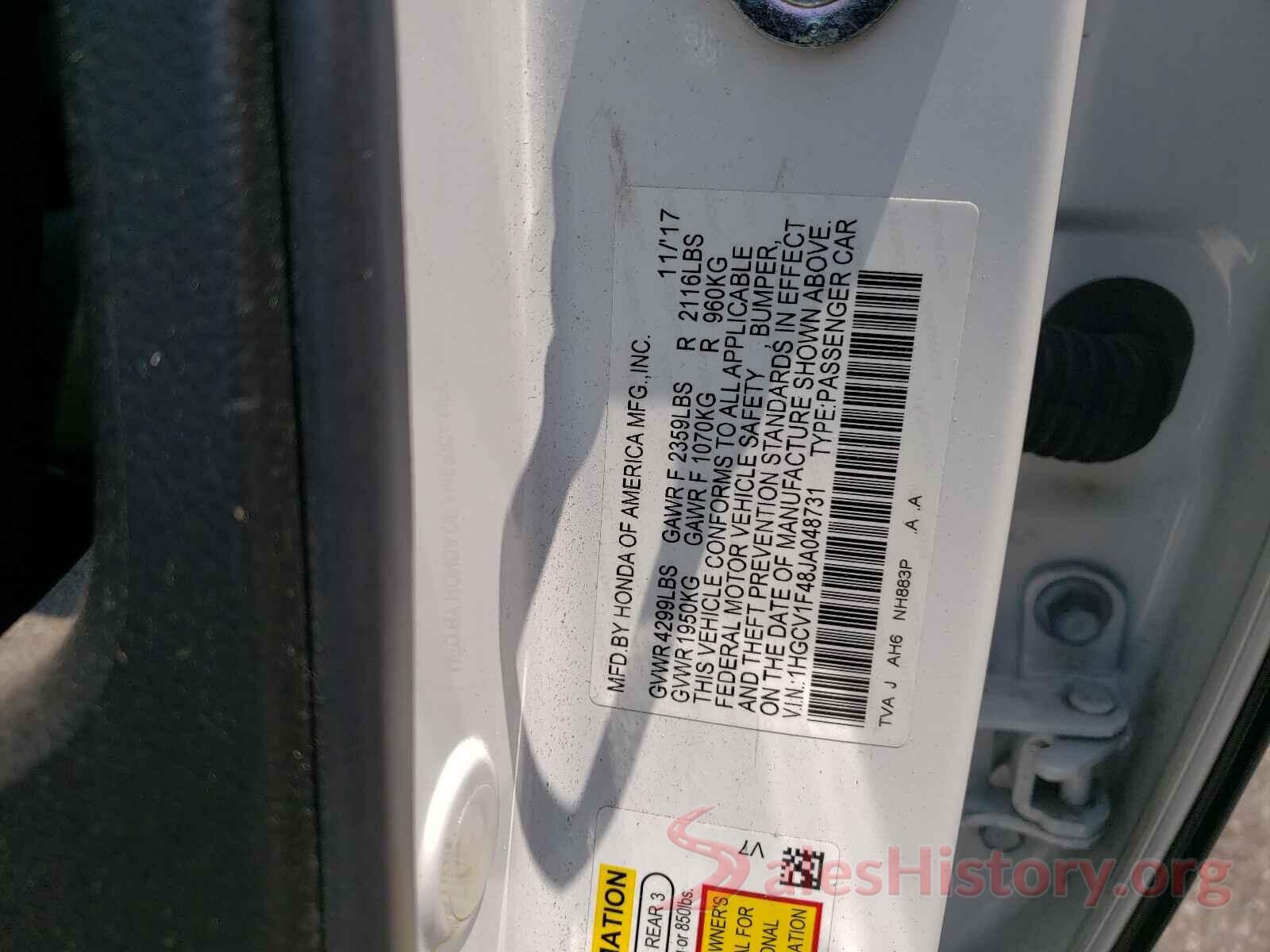 1HGCV1F48JA048731 2018 HONDA ACCORD