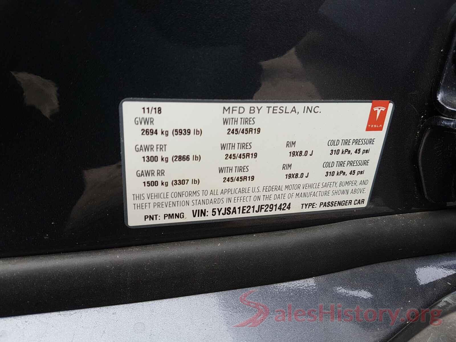 5YJSA1E21JF291424 2018 TESLA MODEL S