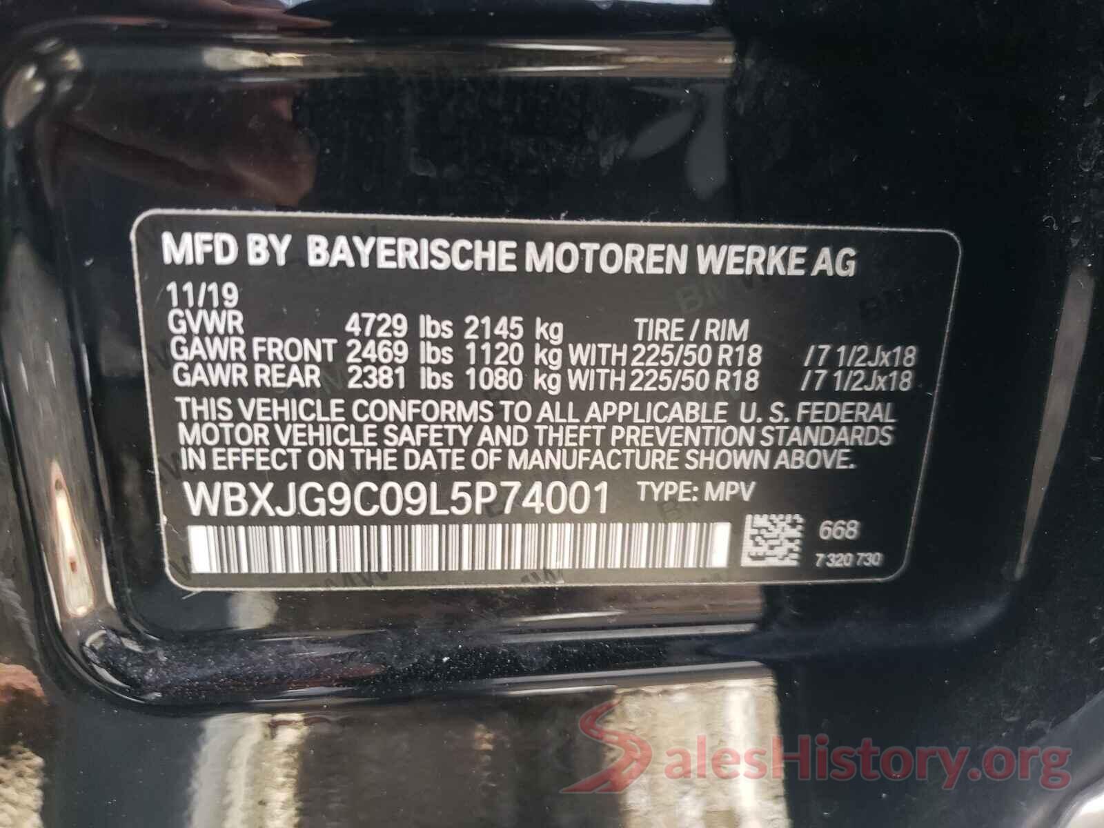 WBXJG9C09L5P74001 2020 BMW X1