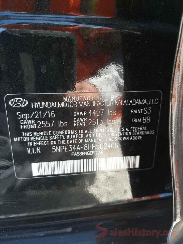 5NPE34AF8HH502406 2017 HYUNDAI SONATA