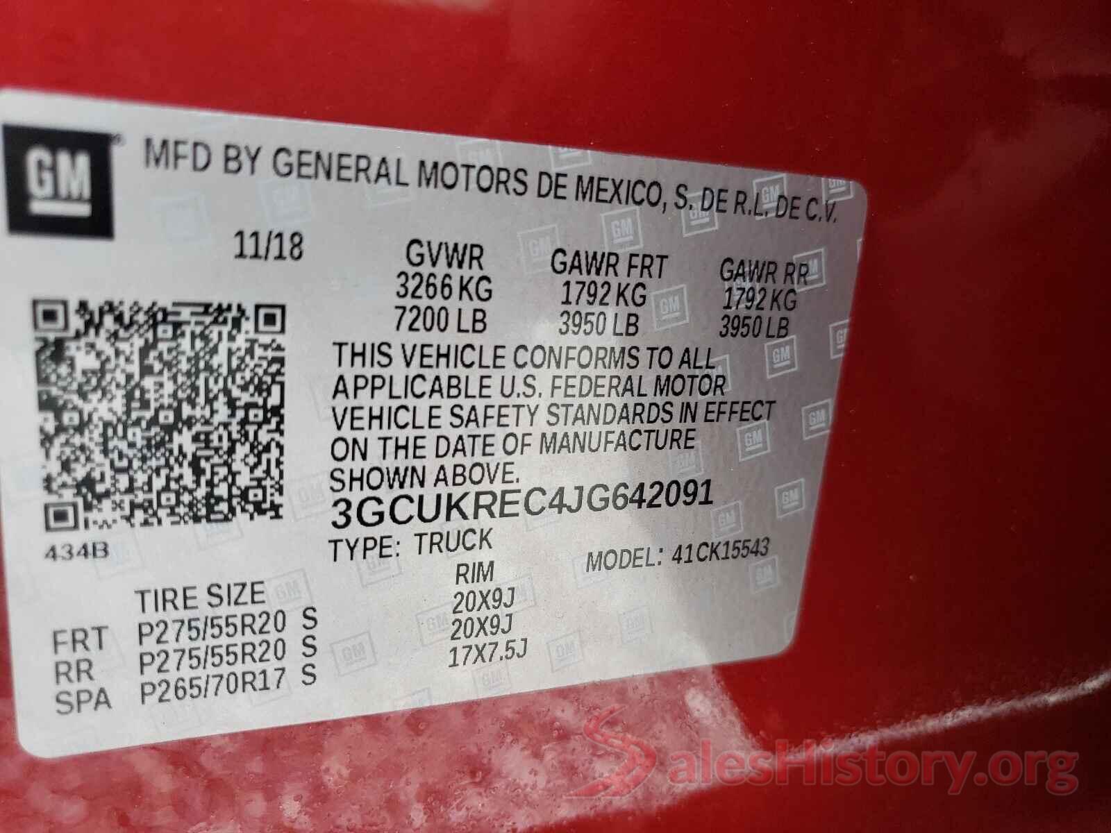 3GCUKREC4JG642091 2018 CHEVROLET SILVERADO