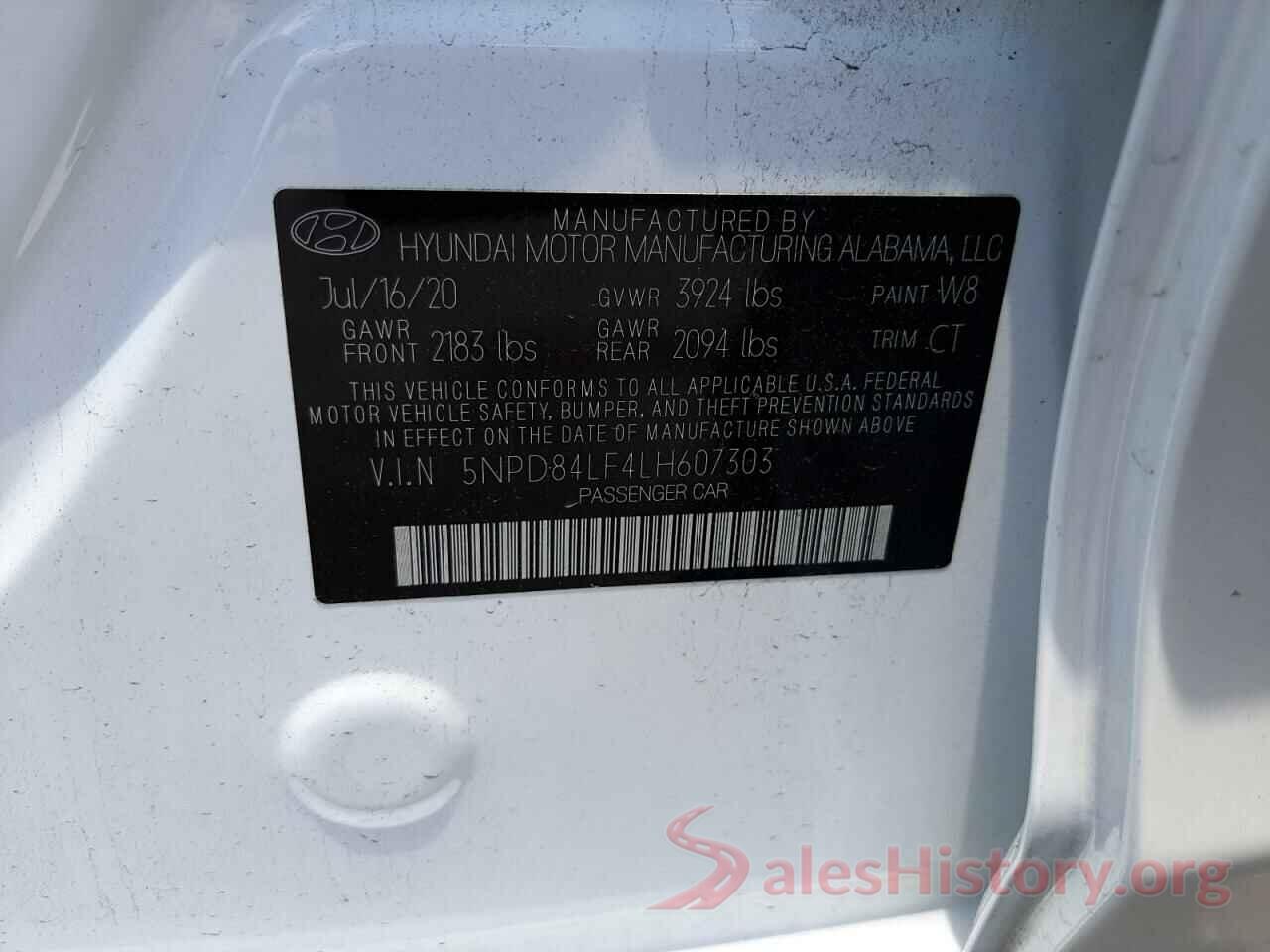 5NPD84LF4LH607303 2020 HYUNDAI ELANTRA