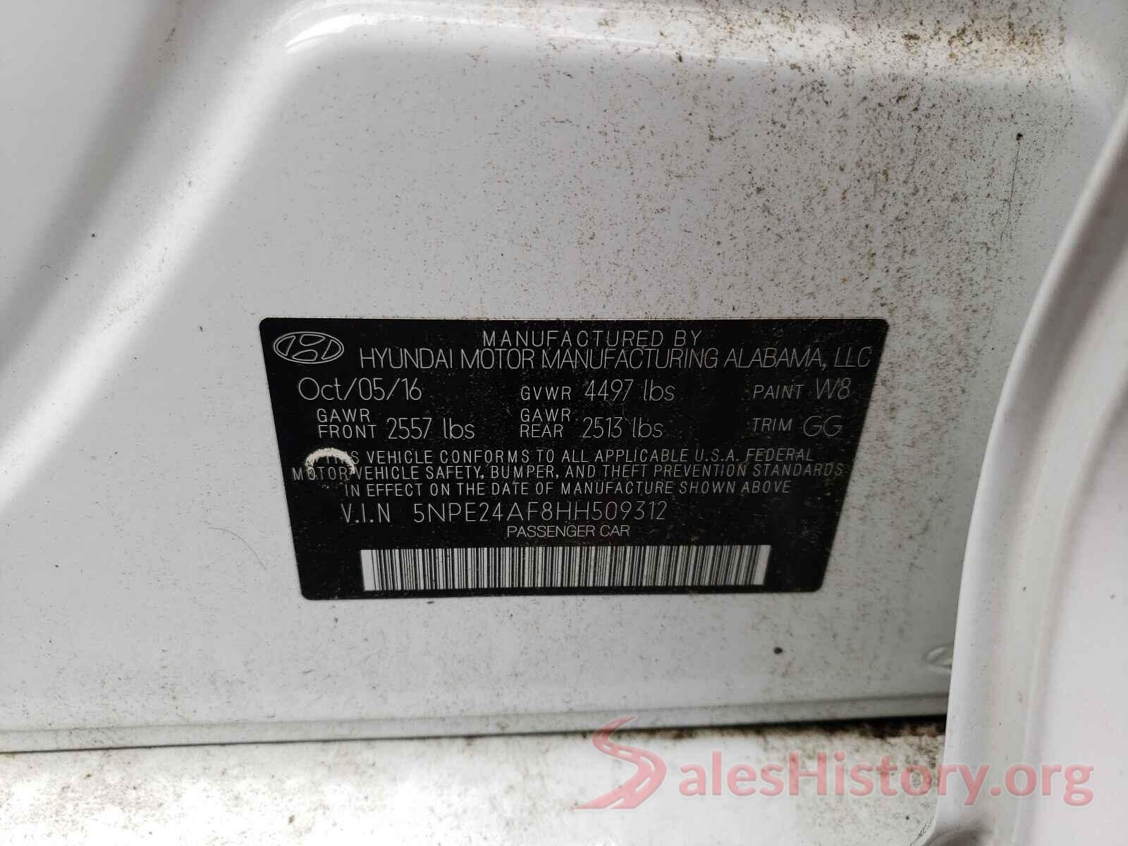 5NPE24AF8HH509312 2017 HYUNDAI SONATA