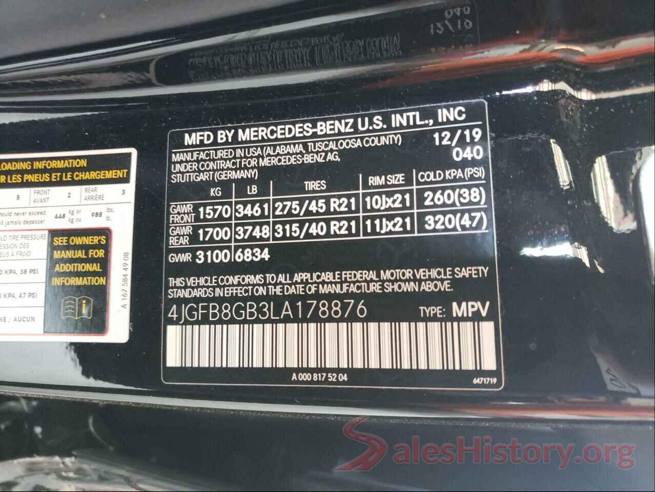 4JGFB8GB3LA178876 2020 MERCEDES-BENZ GLE-CLASS