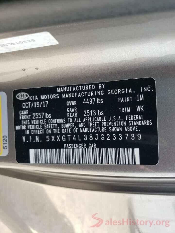 5XXGT4L38JG233739 2018 KIA OPTIMA