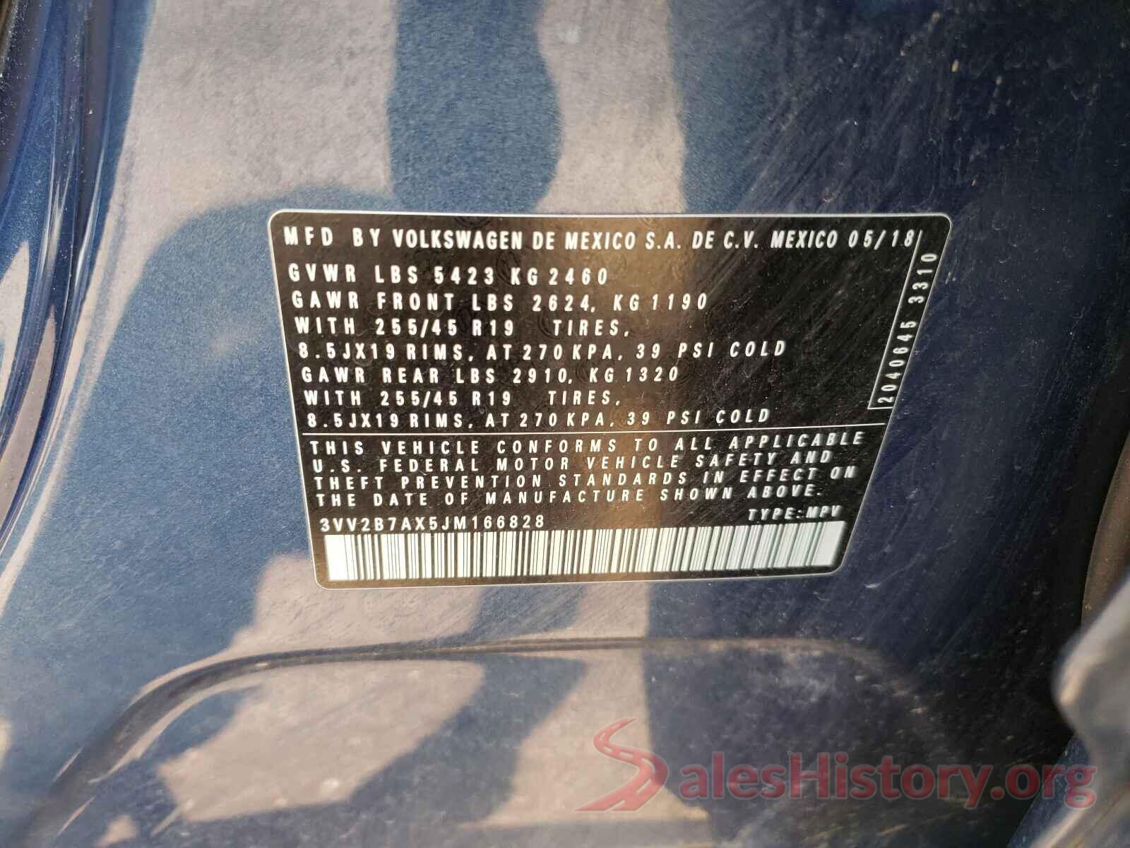 3VV2B7AX5JM166828 2018 VOLKSWAGEN TIGUAN