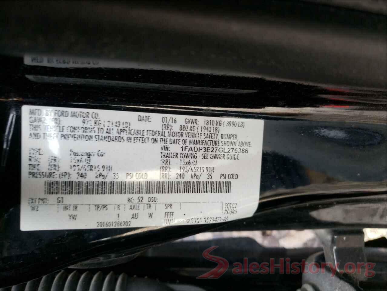 1FADP3E27GL275386 2016 FORD FOCUS