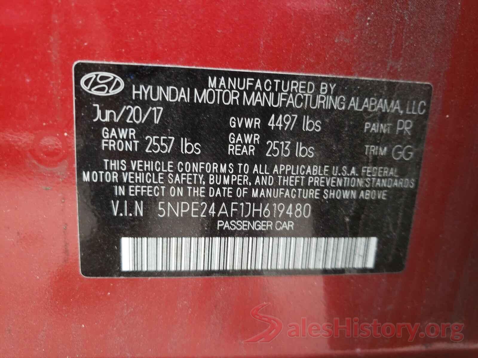 5NPE24AF1JH619480 2018 HYUNDAI SONATA