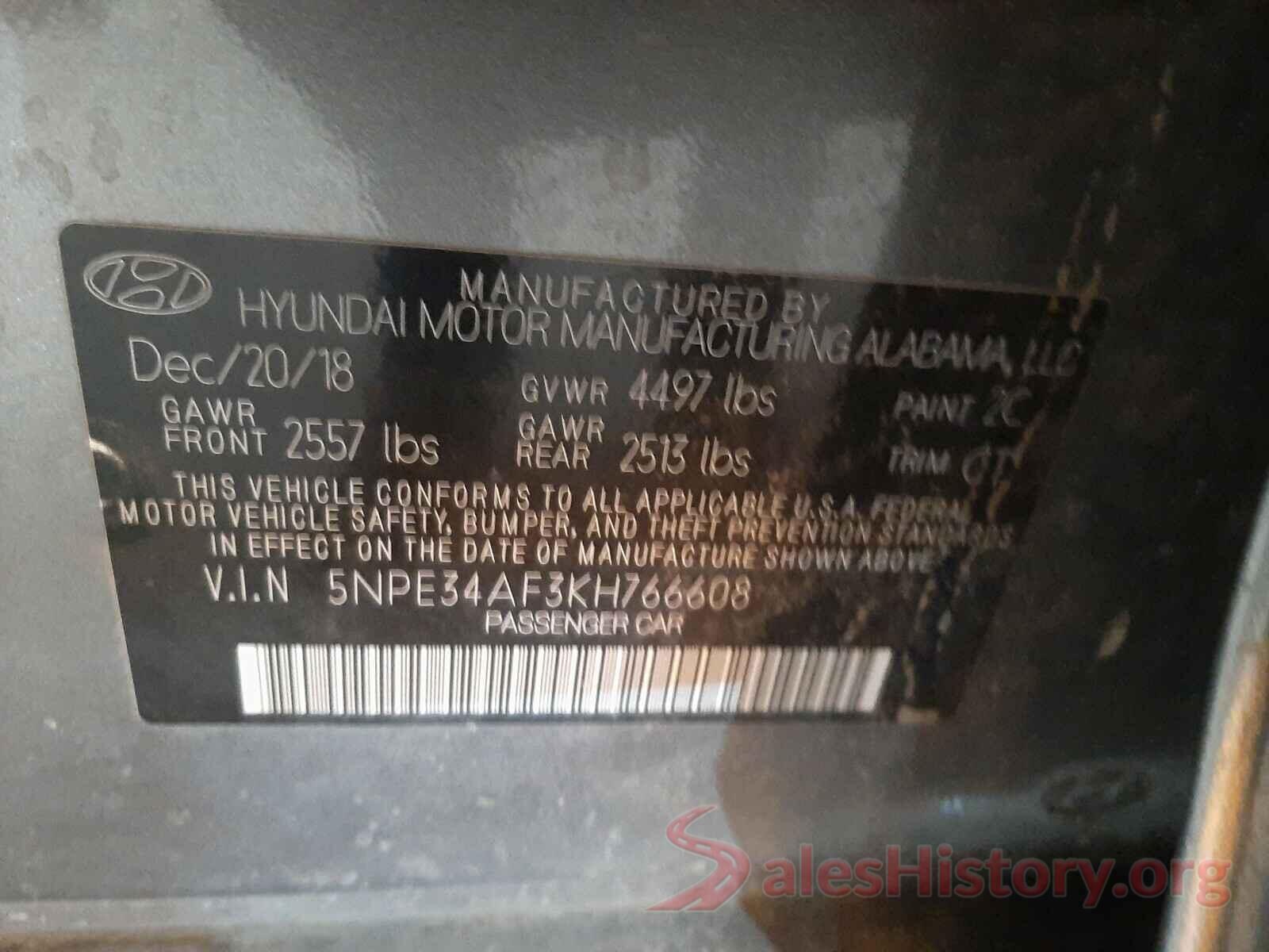 5NPE34AF3KH766608 2019 HYUNDAI SONATA