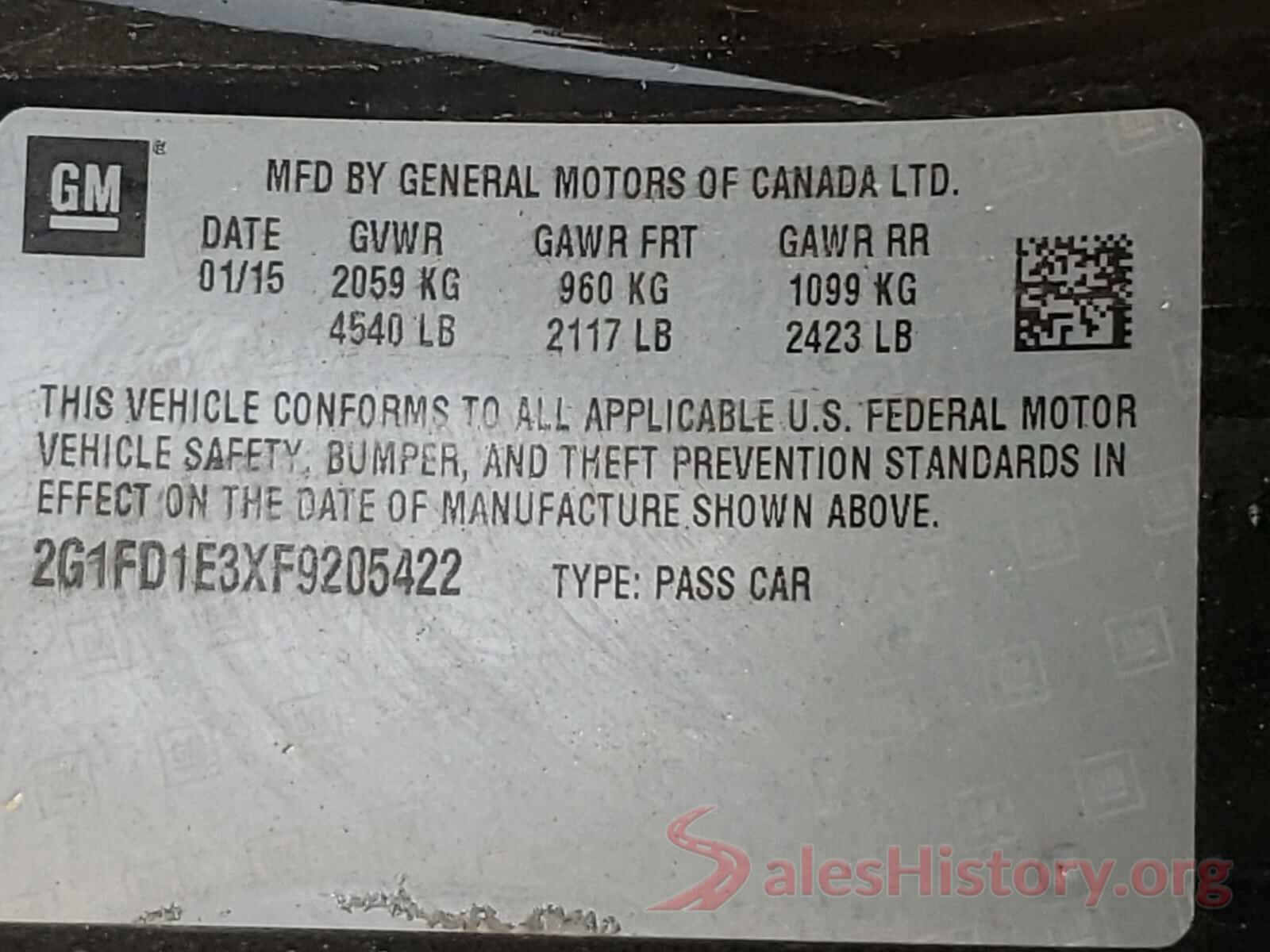 2G1FD1E3XF9205422 2015 CHEVROLET CAMARO