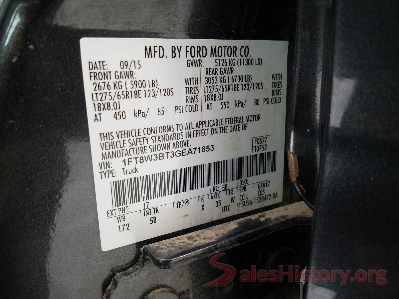 1FT8W3BT3GEA71653 2016 FORD F350