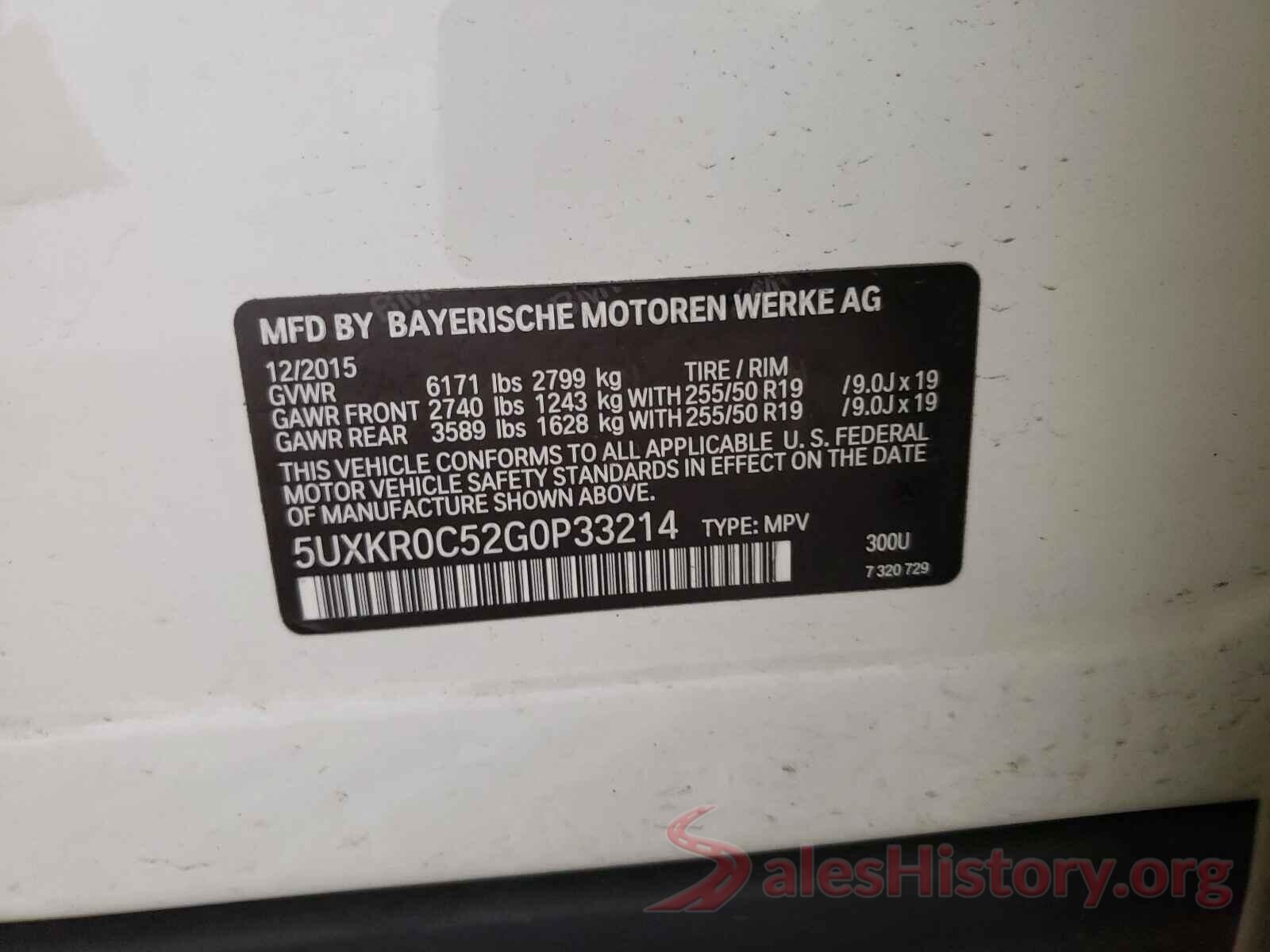 5UXKR0C52G0P33214 2016 BMW X5