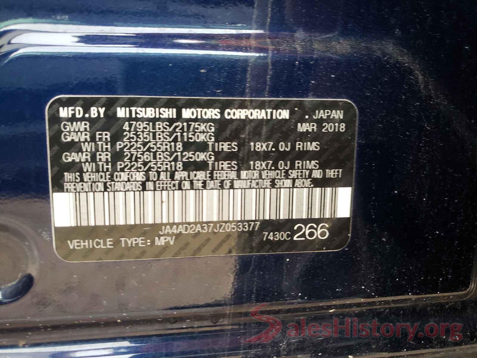 JA4AD2A37JZ053377 2018 MITSUBISHI OUTLANDER