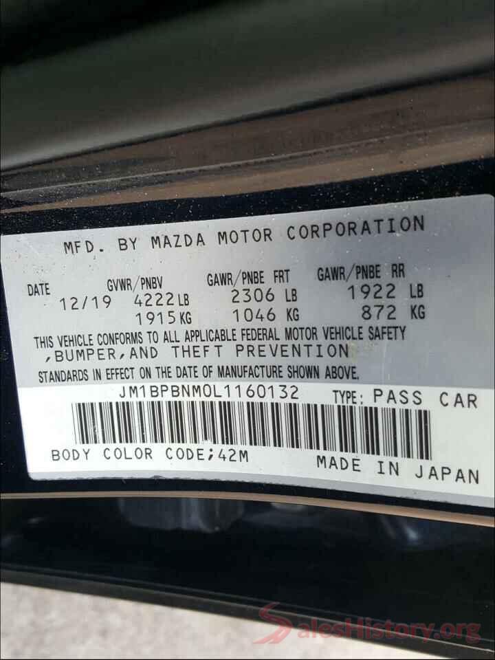 JM1BPBNM0L1160132 2020 MAZDA 3