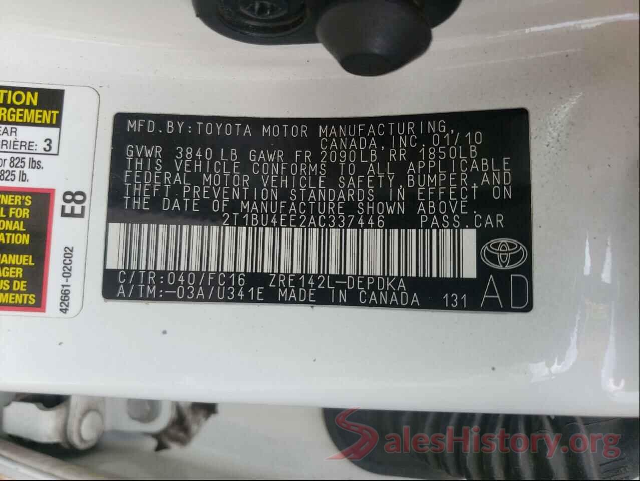 2T1BU4EE2AC337446 2016 TOYOTA COROLLA