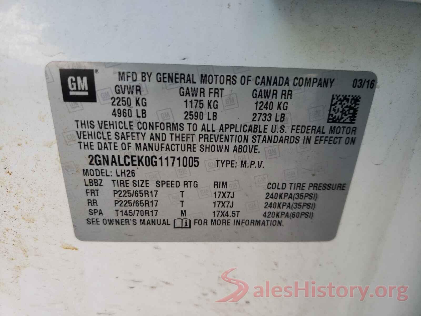 2GNALCEK0G1171005 2016 CHEVROLET EQUINOX