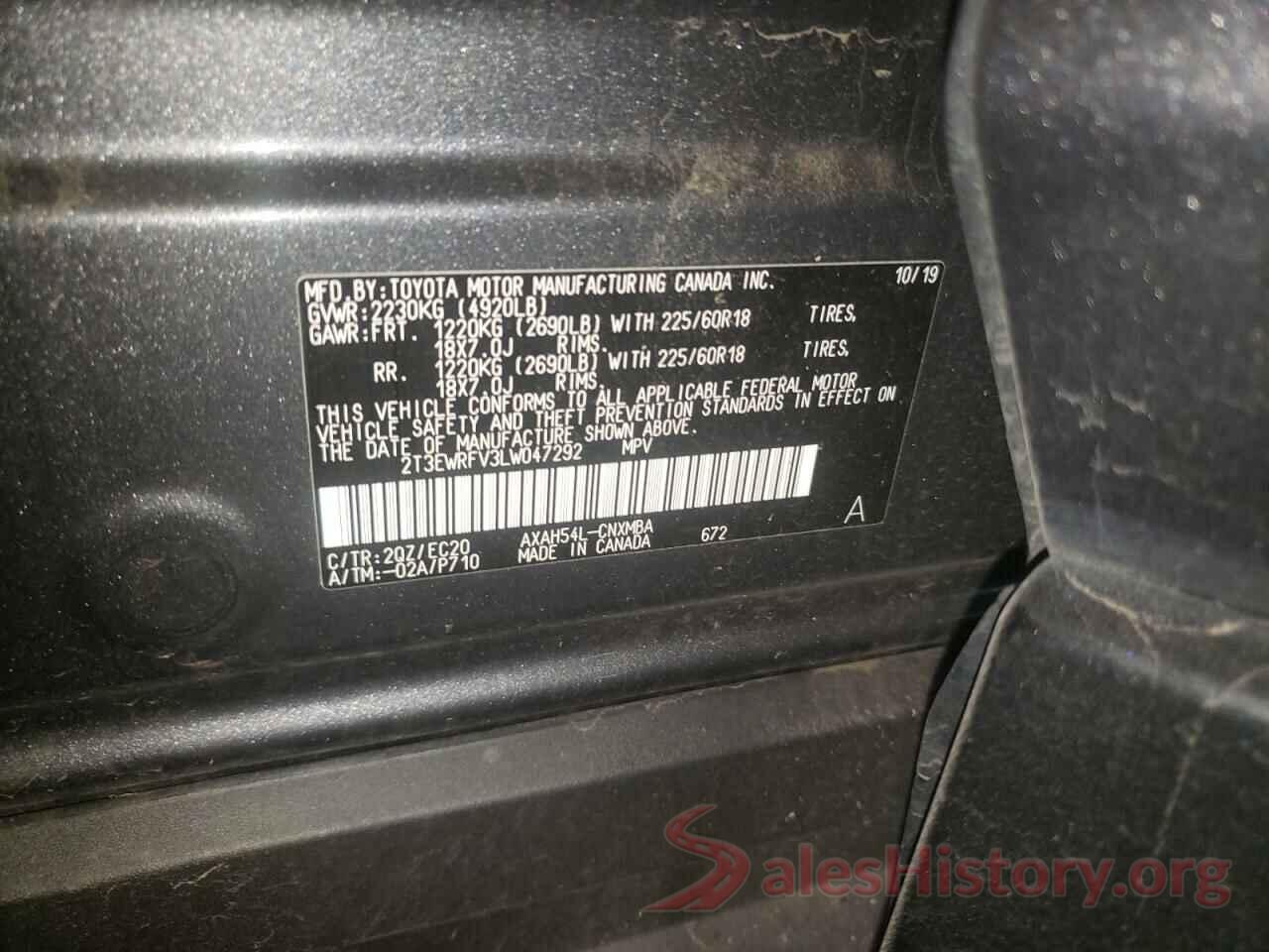 2T3EWRFV3LW047292 2020 TOYOTA RAV4