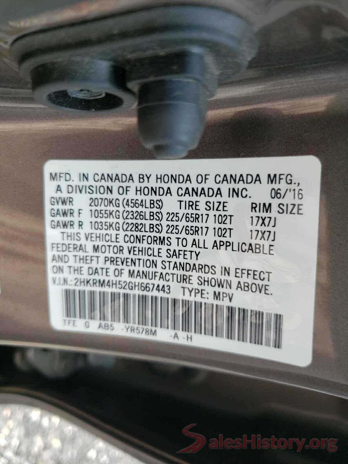 2HKRM4H52GH667443 2016 HONDA CRV