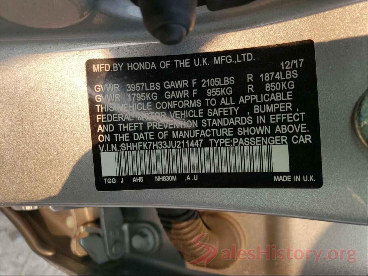 SHHFK7H33JU211447 2018 HONDA CIVIC