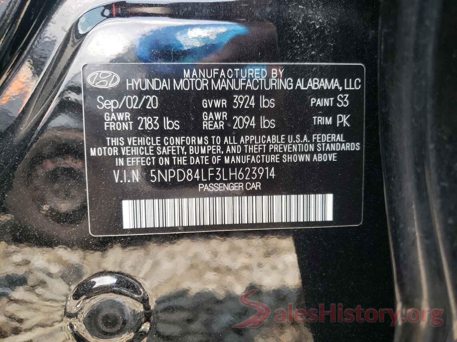 5NPD84LF3LH623914 2020 HYUNDAI ELANTRA