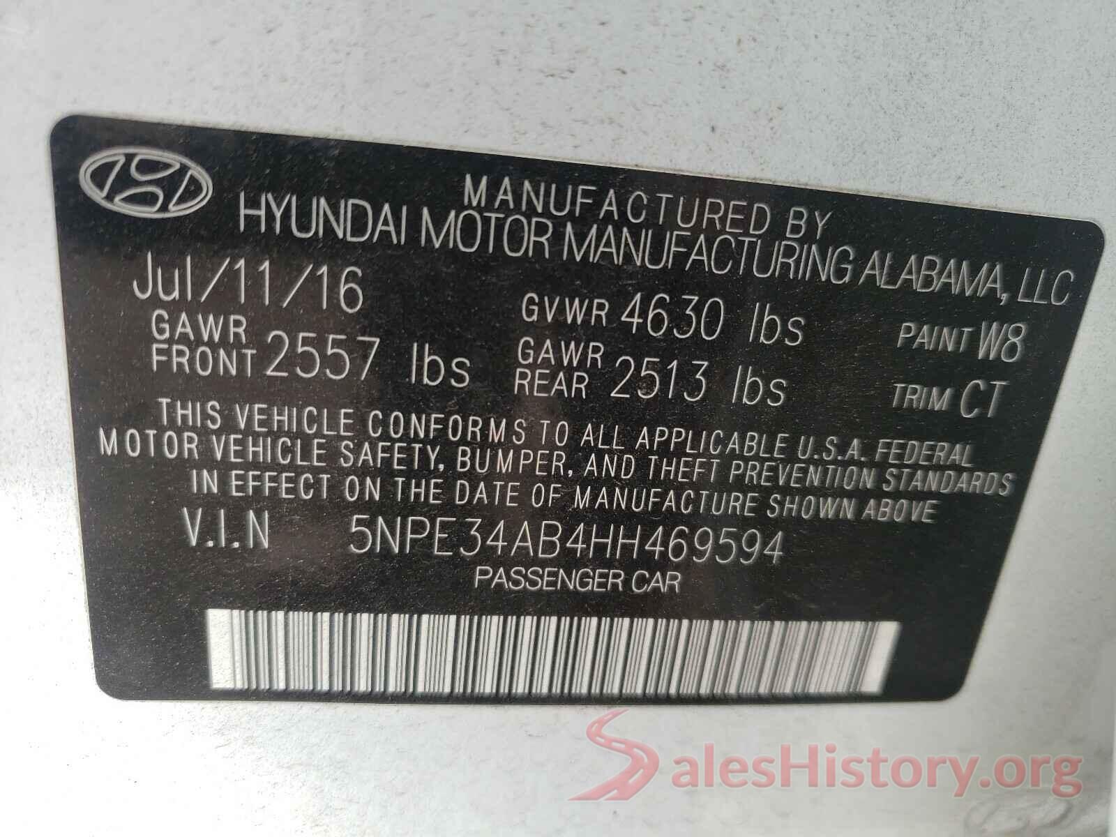 5NPE34AB4HH469594 2017 HYUNDAI SONATA