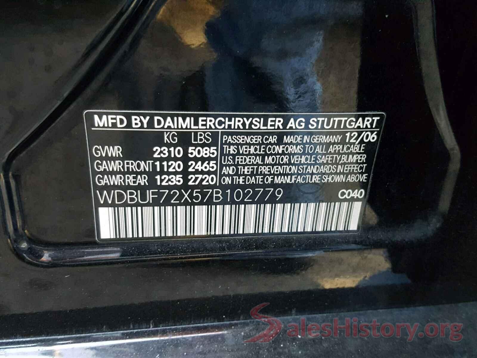 WDBUF72X57B102779 2007 MERCEDES-BENZ E CLASS