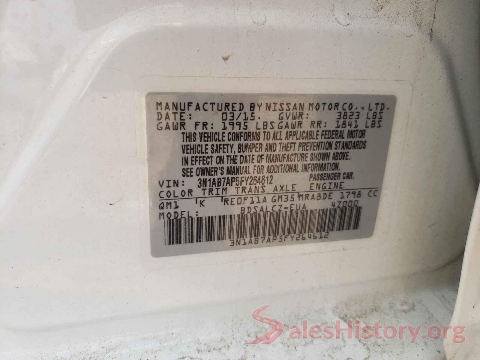 3N1AB7AP5FY264612 2015 NISSAN SENTRA