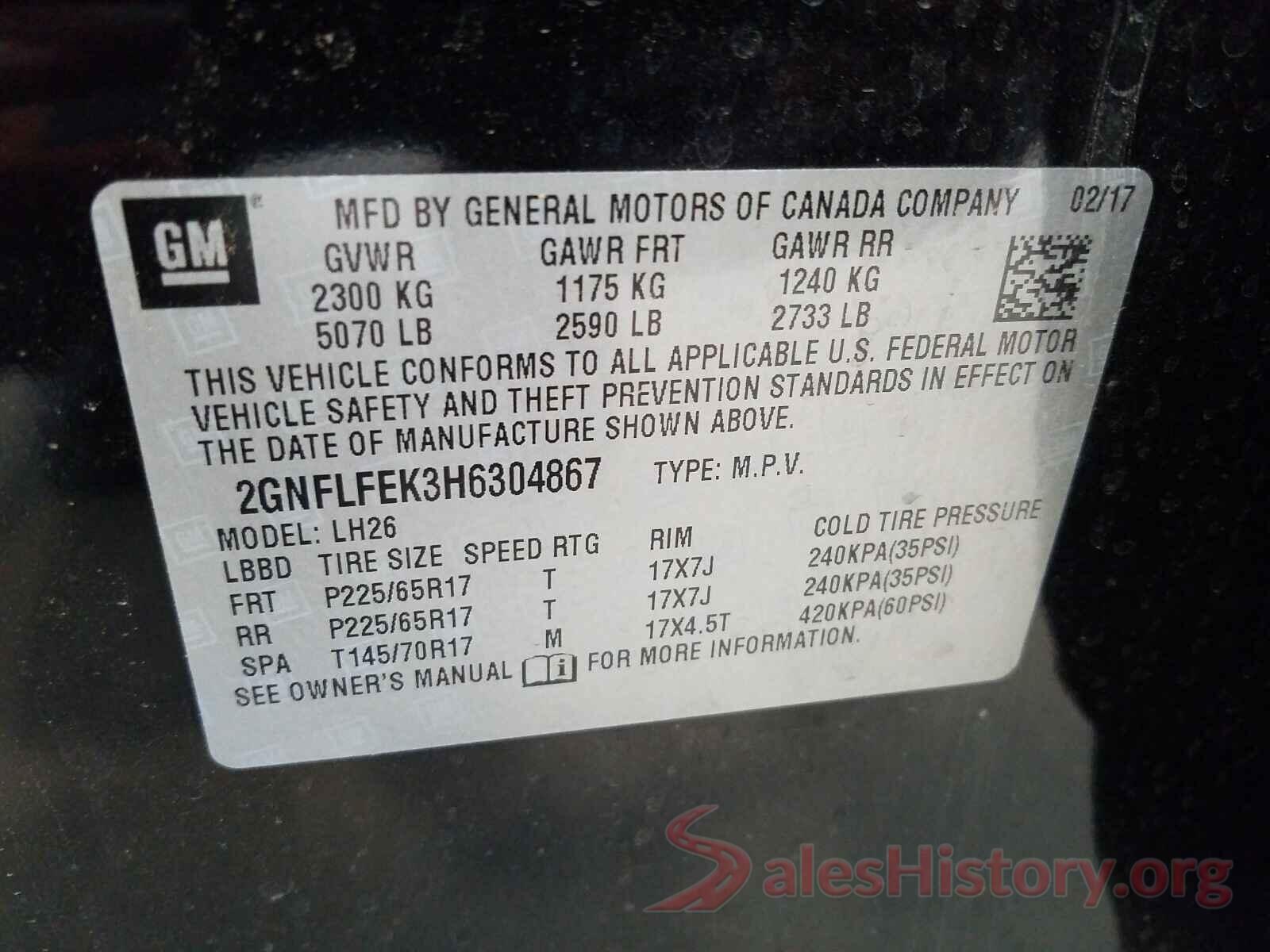 2GNFLFEK3H6304867 2017 CHEVROLET EQUINOX