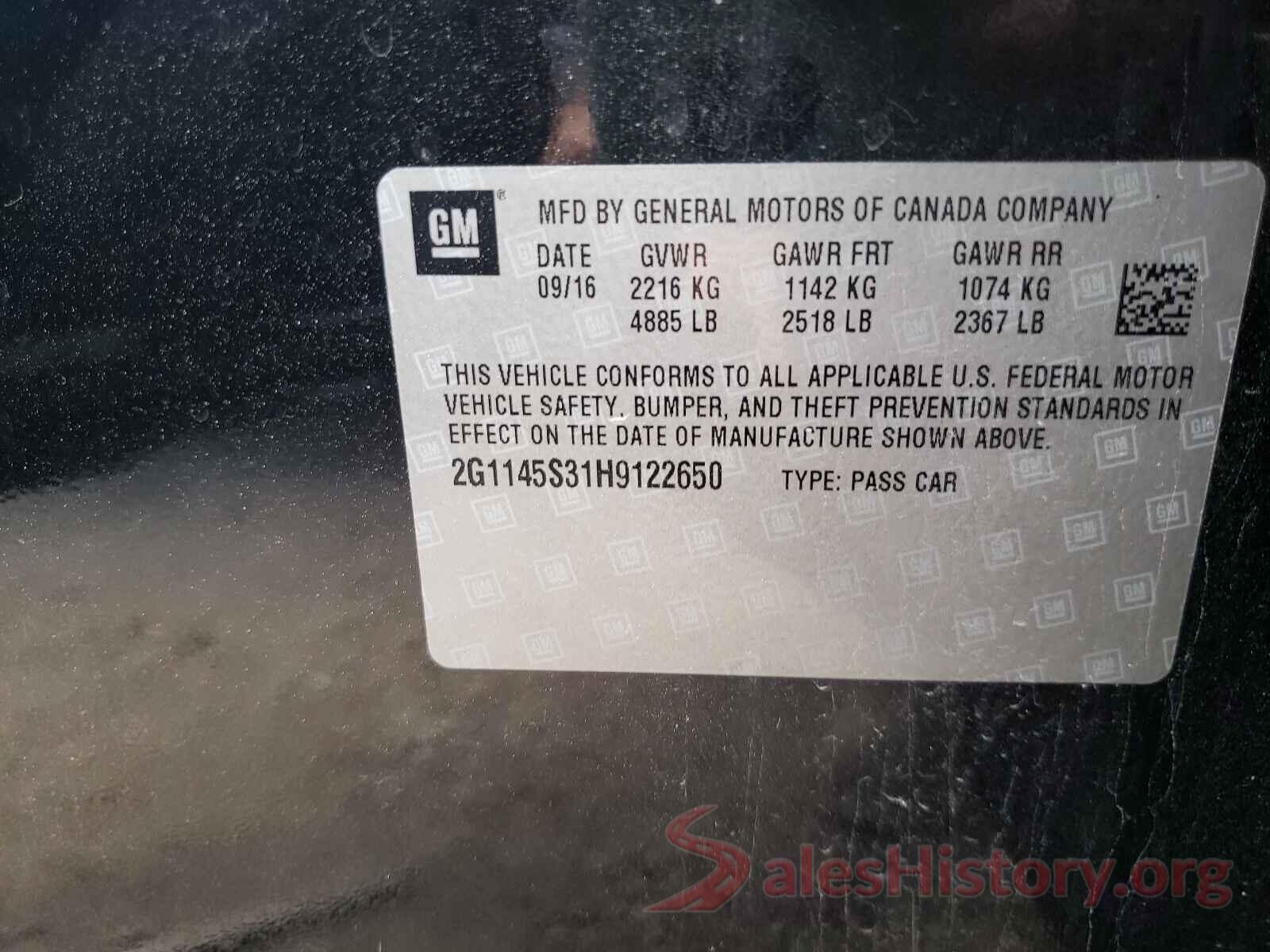 2G1145S31H9122650 2017 CHEVROLET IMPALA