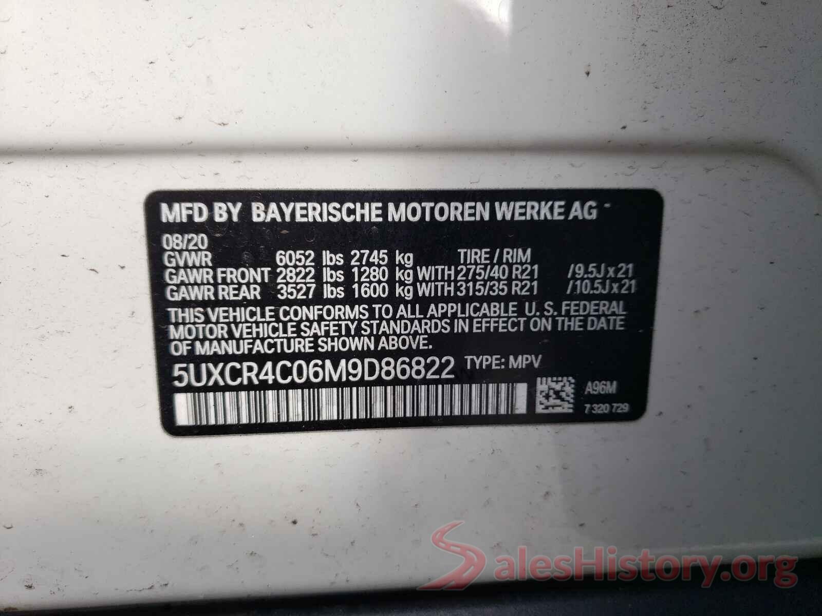 5UXCR4C06M9D86822 2021 BMW X5