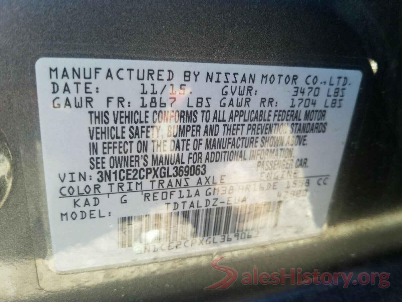 3N1CE2CPXGL369063 2016 NISSAN VERSA