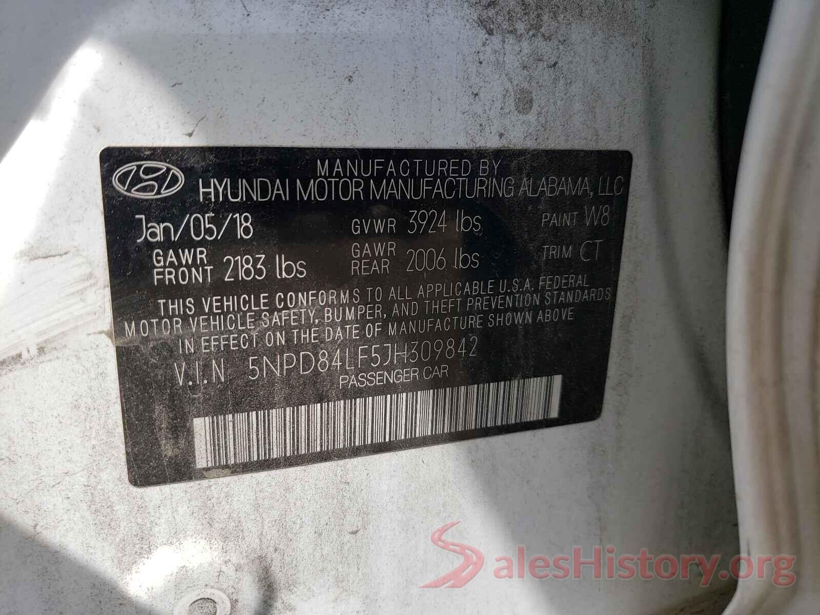 5NPD84LF5JH309842 2018 HYUNDAI ELANTRA