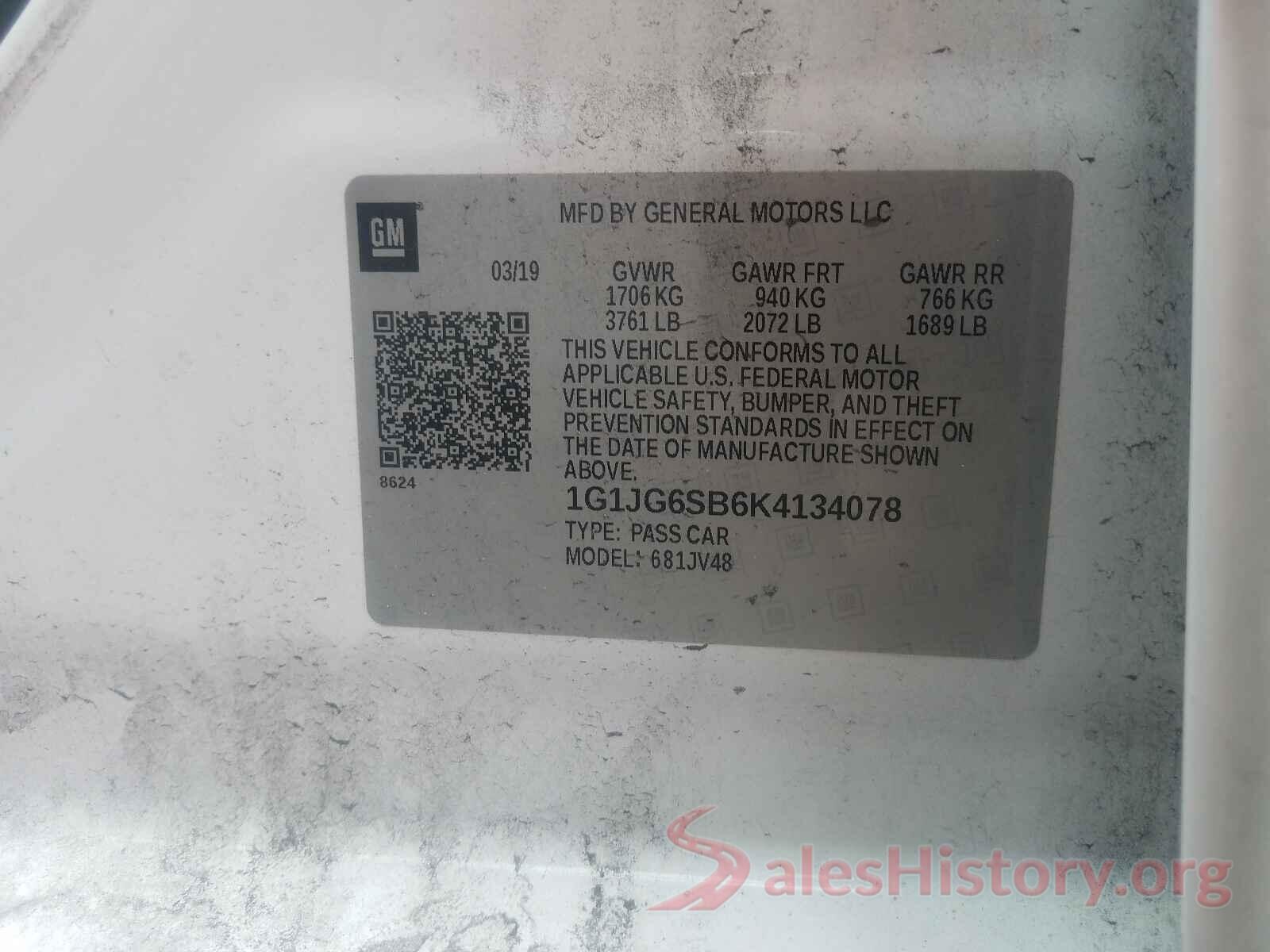 1G1JG6SB6K4134078 2019 CHEVROLET SONIC