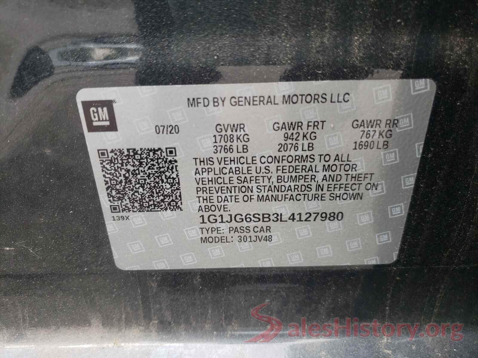 1G1JG6SB3L4127980 2020 CHEVROLET SONIC