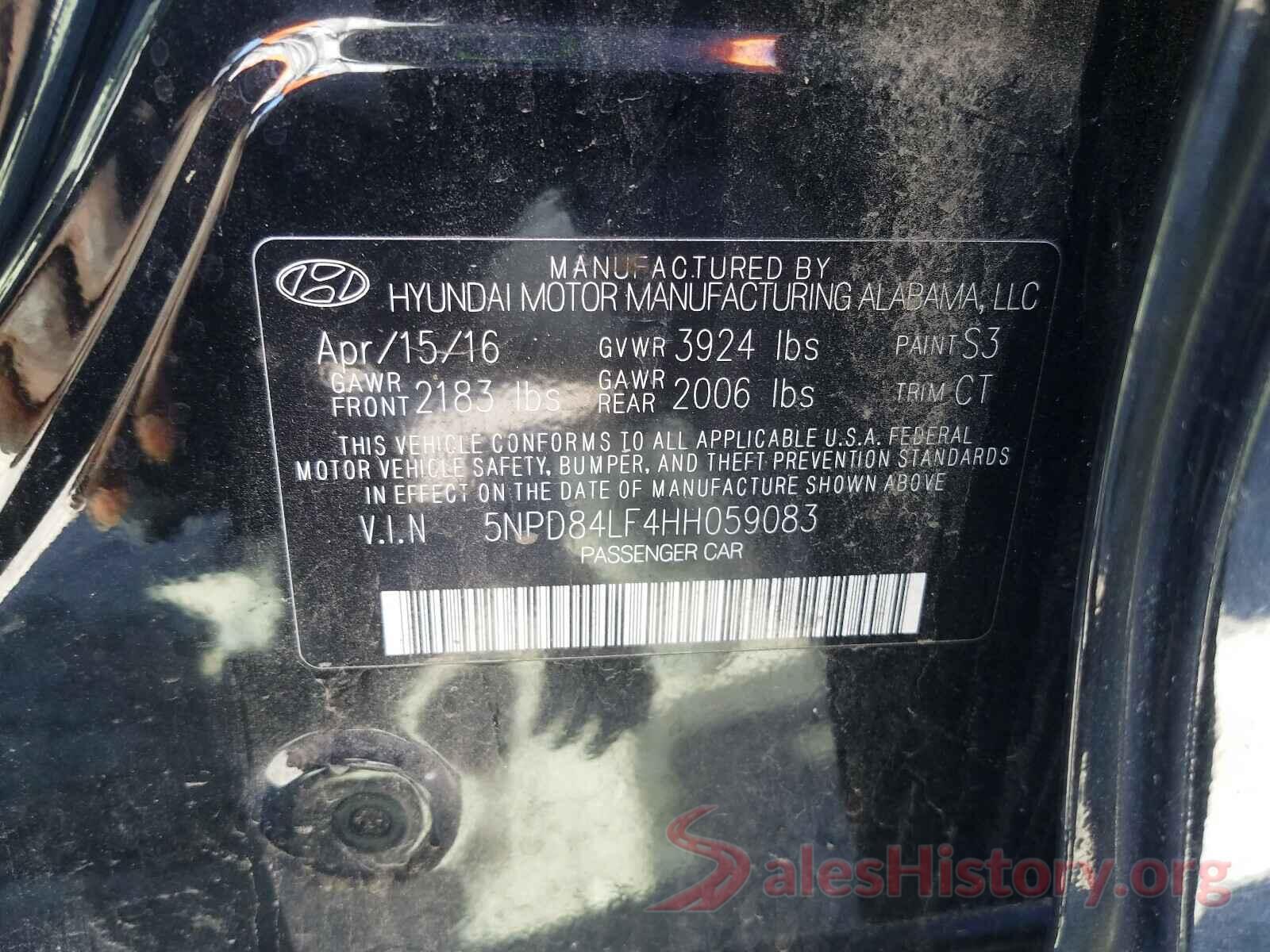 5NPD84LF4HH059083 2017 HYUNDAI ELANTRA