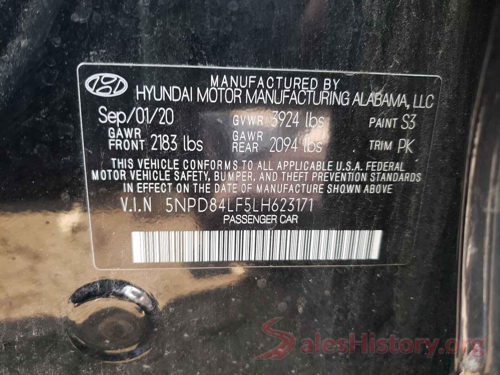 5NPD84LF5LH623171 2020 HYUNDAI ELANTRA