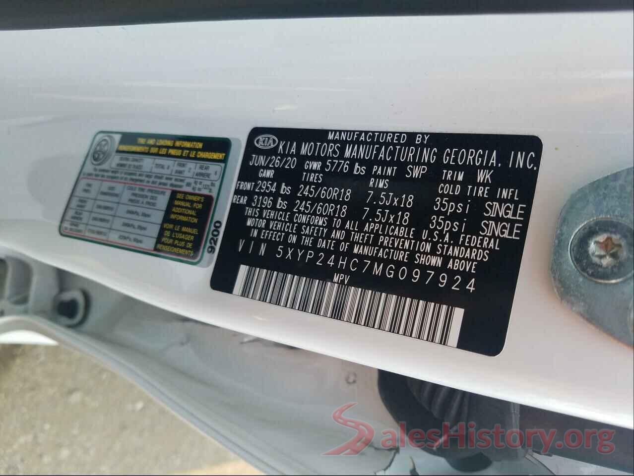 5XYP24HC7MG097924 2021 KIA TELLURIDE