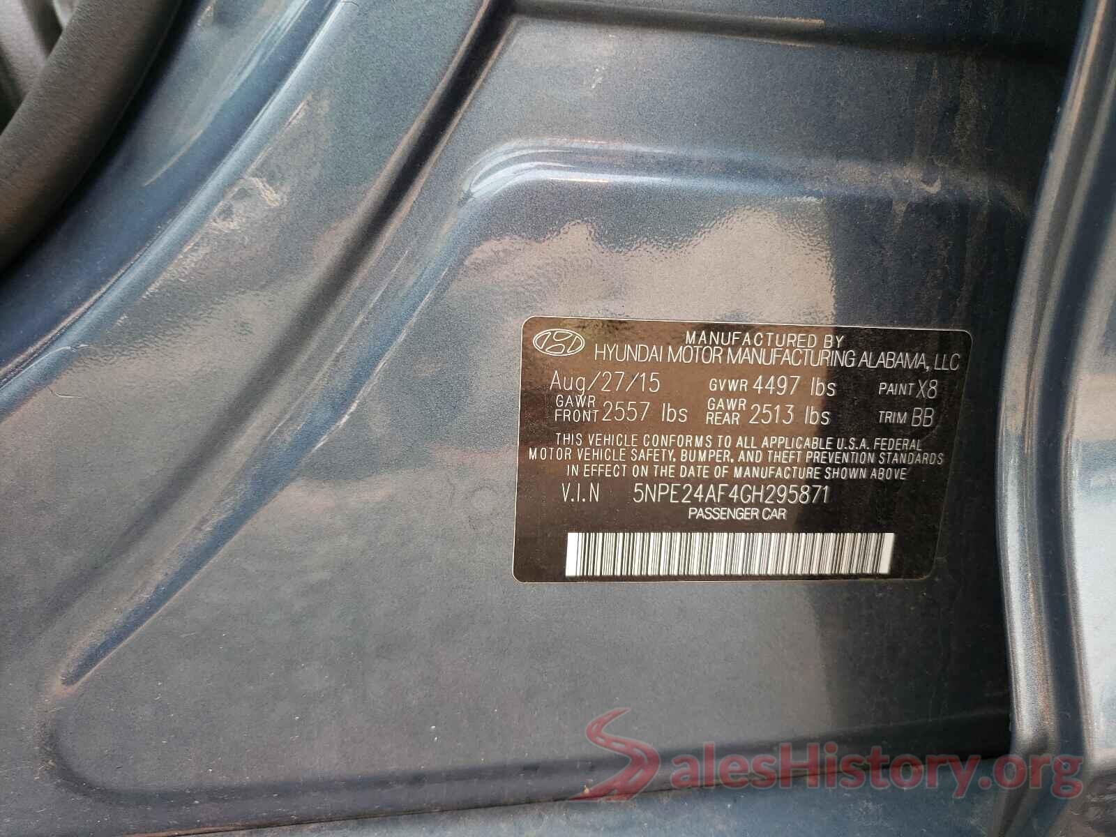 5NPE24AF4GH295871 2016 HYUNDAI SONATA