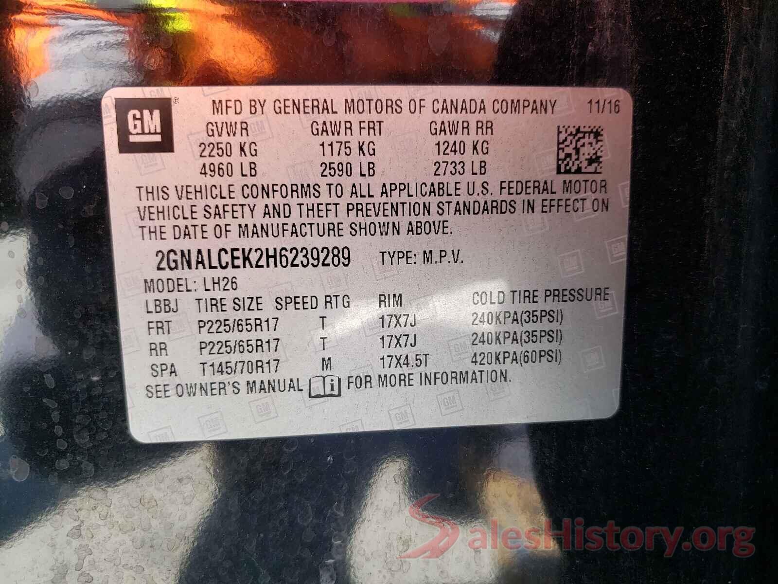 2GNALCEK2H6239289 2017 CHEVROLET EQUINOX