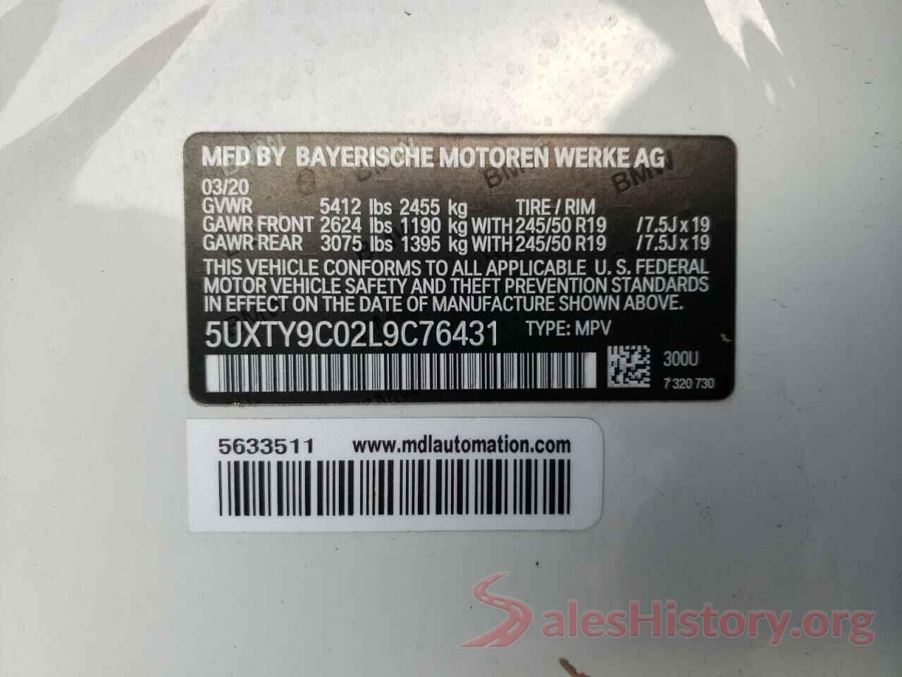 5UXTY9C02L9C76431 2020 BMW X3