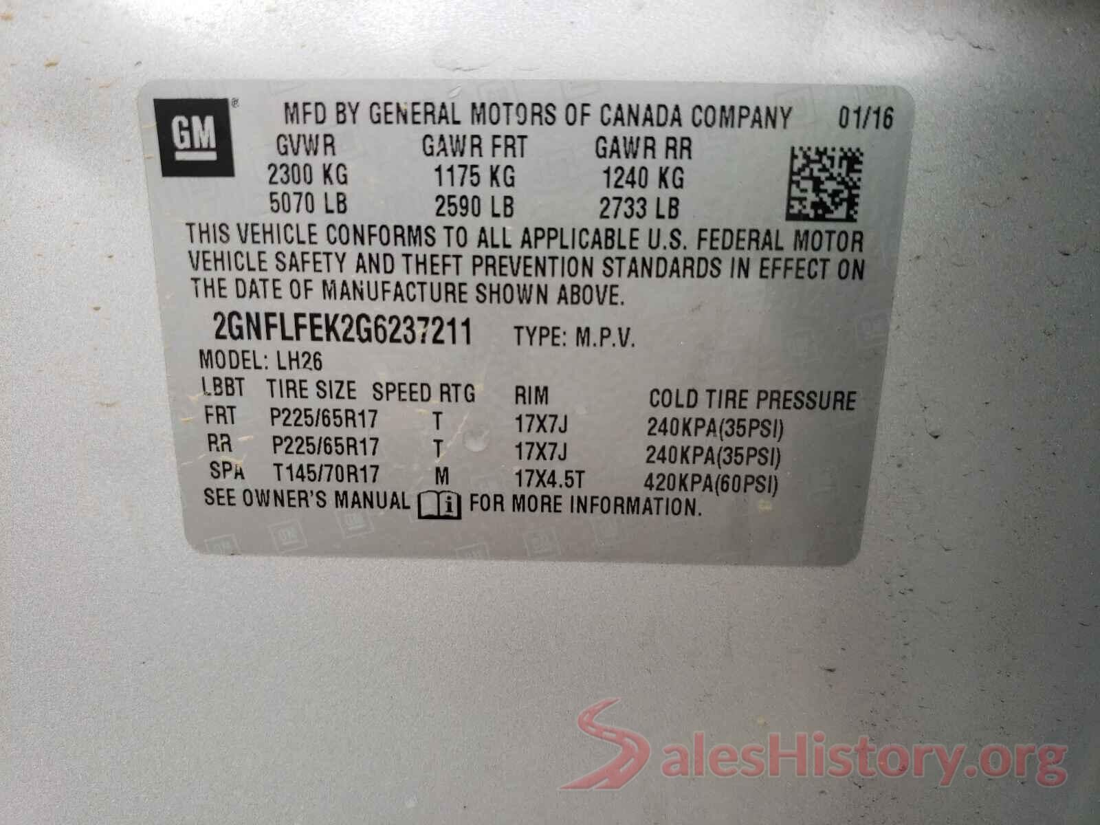 2GNFLFEK2G6237211 2016 CHEVROLET EQUINOX