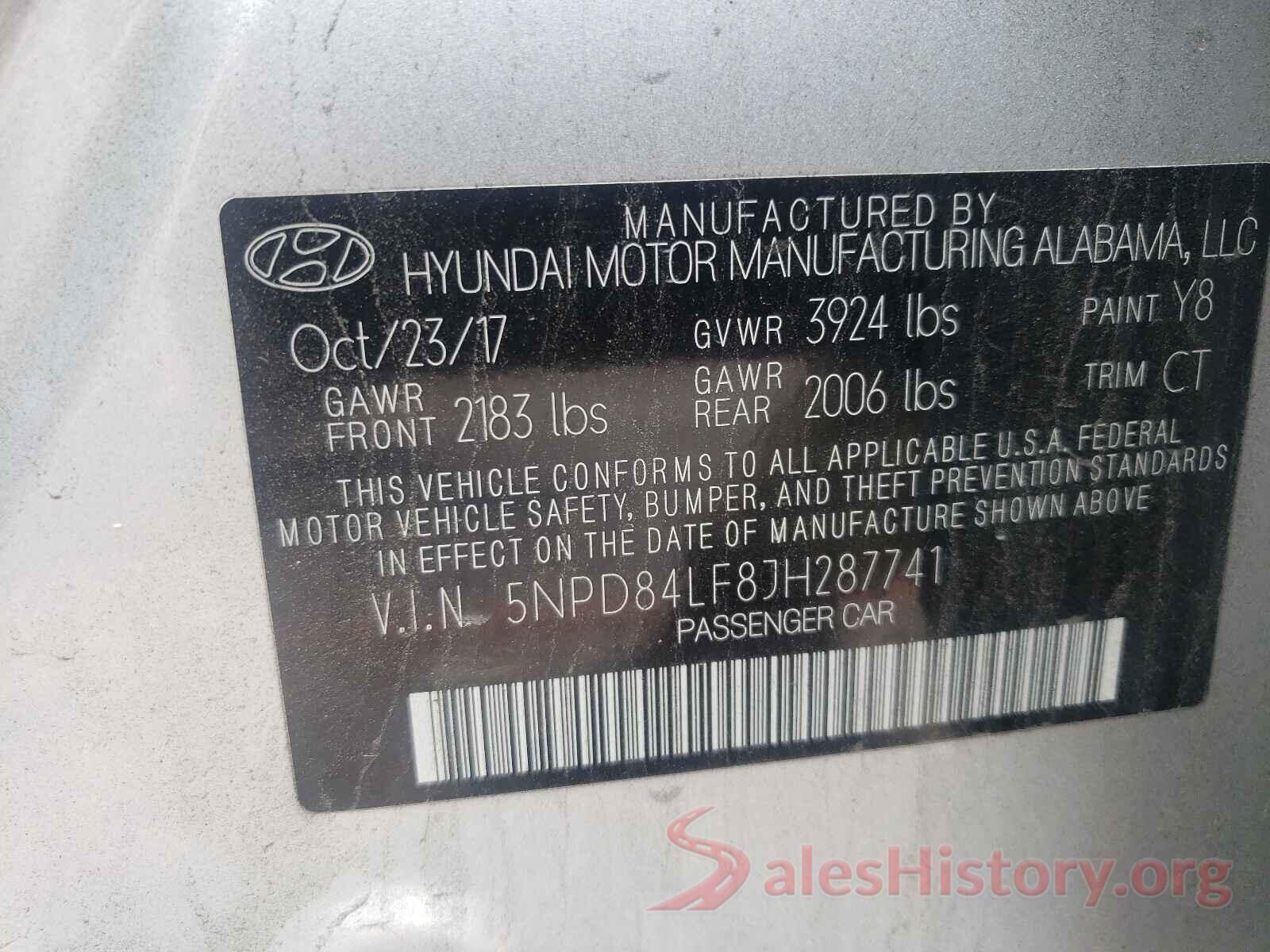 5NPD84LF8JH287741 2018 HYUNDAI ELANTRA